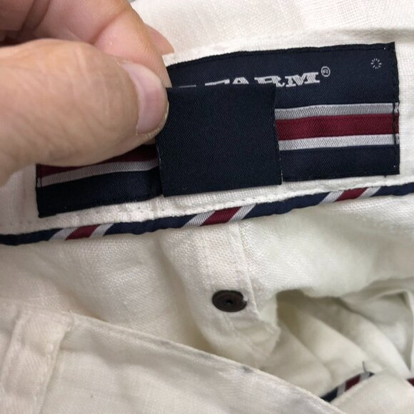 Phat Farm Mens Pants Size 34 White Straight Trousers 100% Linen Blend Casual - Picture 8 of 15